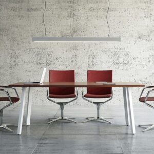 Solera – Barrel Shaped Meeting Table with White Legs - Desk