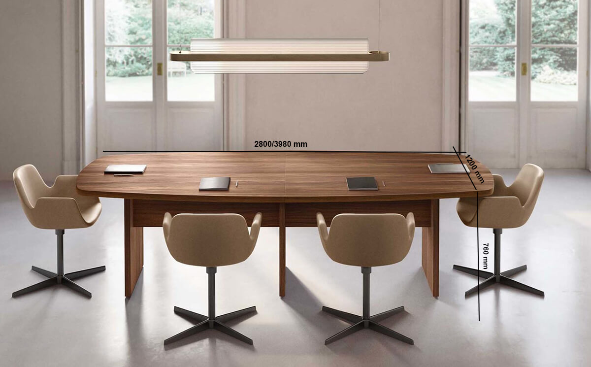 Piccadilly – Rectangular & Barrel Shape Slab Leg Boardroom Desk