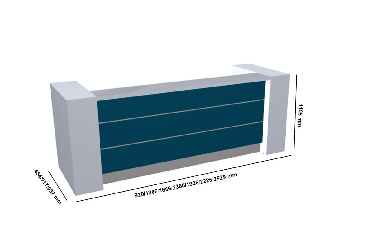 Alba 1 – Reception Desk In White With Multiple Front Finishes Size