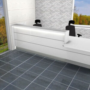 Alba 3 – Grey Reception Desk With Lime Front1