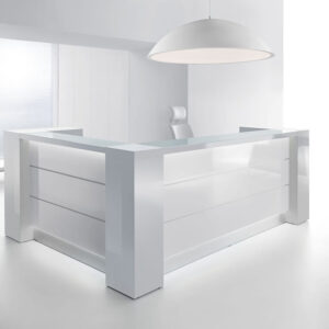 Alba 8 – Grey Reception Desk With White Front