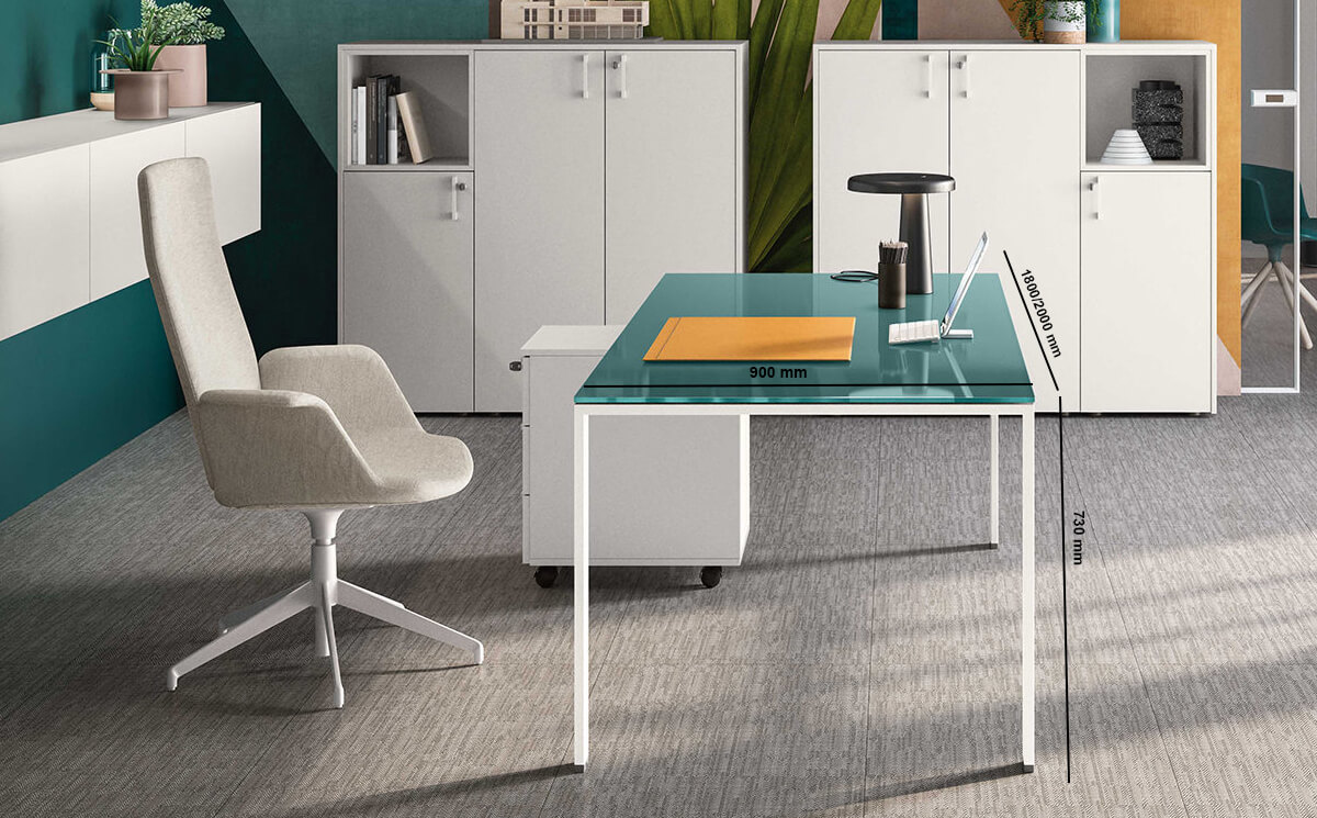 Alexia – U Leg Glass Executive Desk With Optional Return