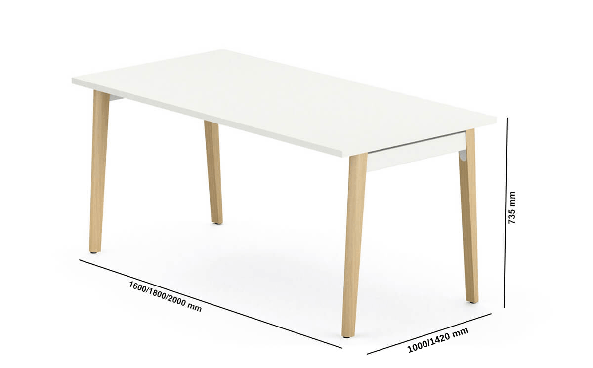 Cora – Wood Finish Rectangle Office Desk Range With Optional Credenza Unit Size Img