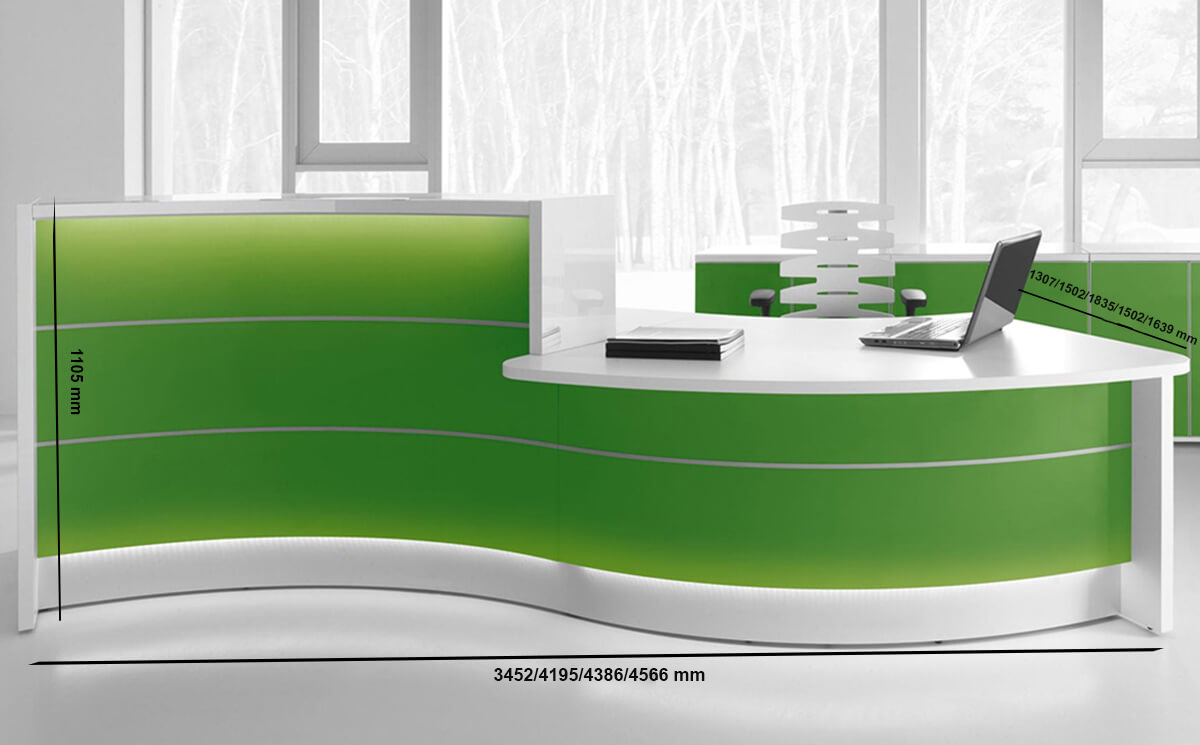 Lois – Wave Reception Desk In Orange Lacquered Front Size Img