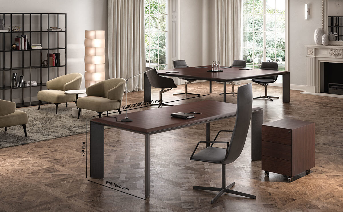 Naya – Executive Desk With Aluminium Legs And Optional Credenza Unit 1