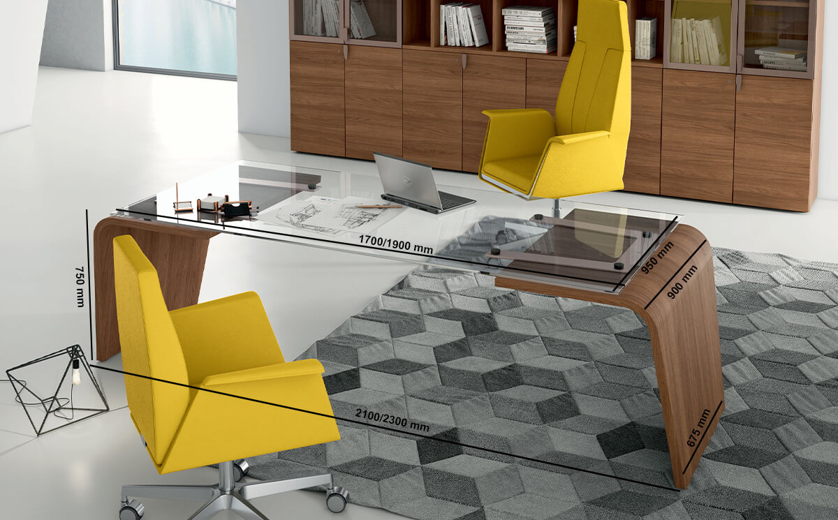 Oxford 2 – Curved Leg Glass Executive Desk Update Size