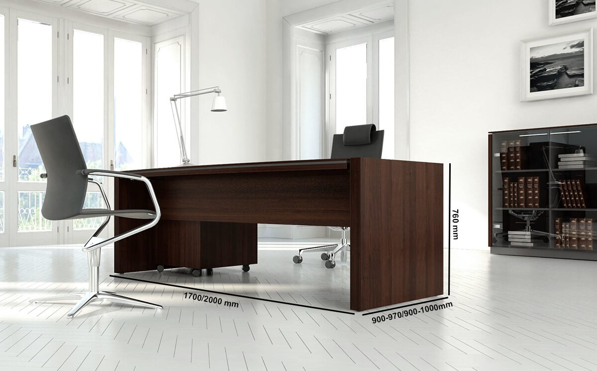 Percy – Bow Front Wood Finish Executive Desk With Optional Return Update Size