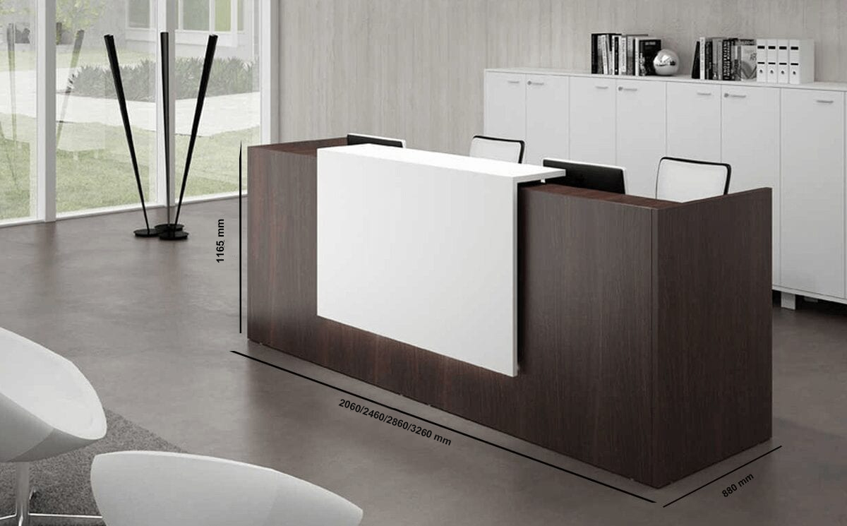 Roman 2 – Reception Desk With Overhang Panel And Side Panels Size Im