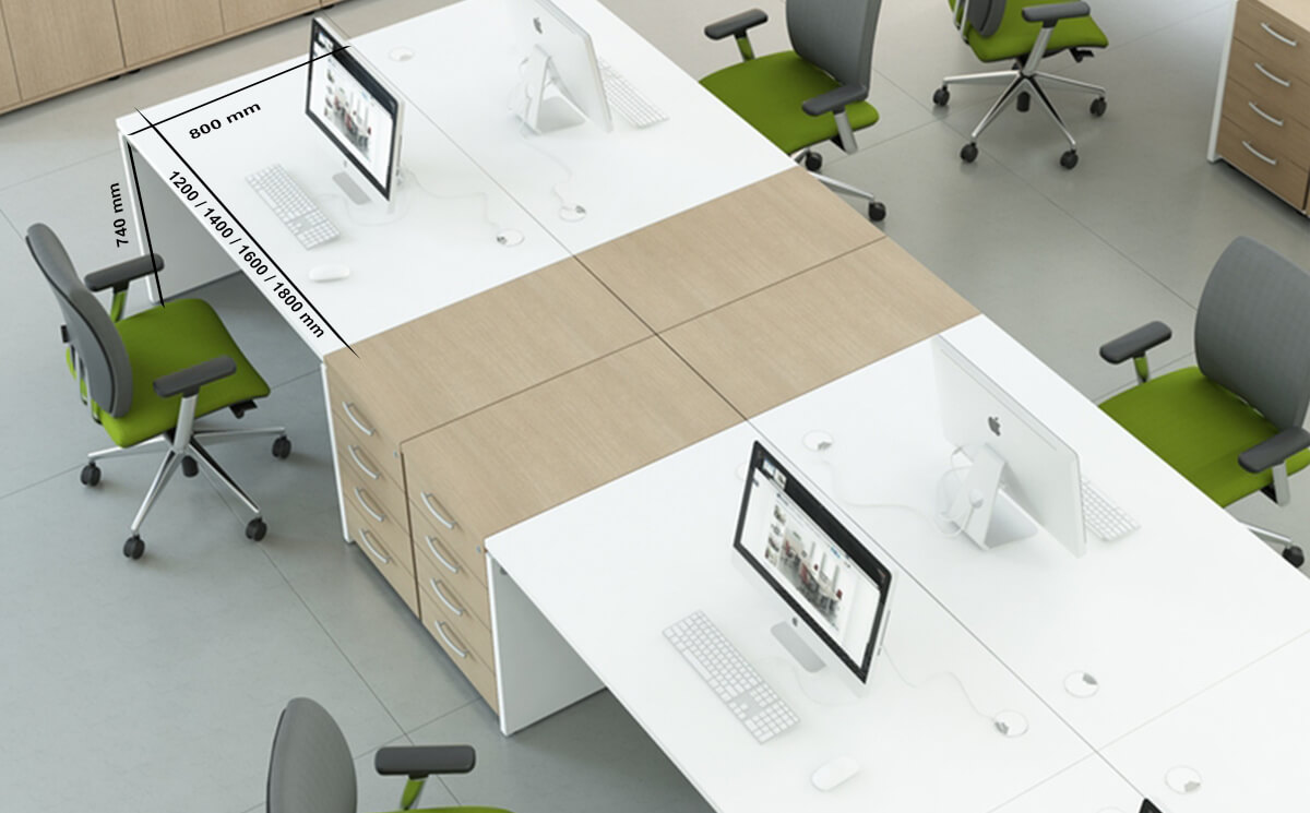 Size Noah – White Operational Office Desk With Slab Leg