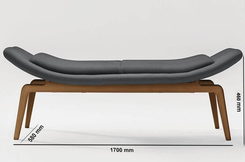 Betty – Two Seater Bench With Wood Finish Legs Size Image