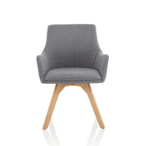 Solo – Grey Fabric Wooden Leg Armchair