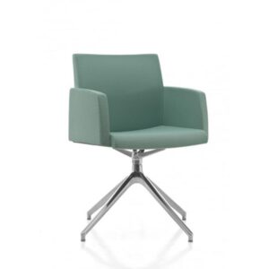 Eva – Multicolour Armchair with Aluminium Trestle Base