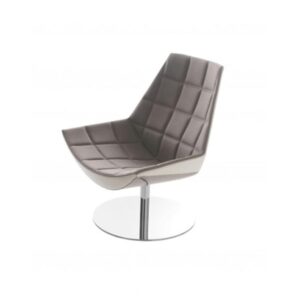 Duo – Low Back Patterned Leather Chair with Stainless-Steel Base