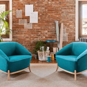 Santos – Medium Back Armchair with Natural Wooden Legs