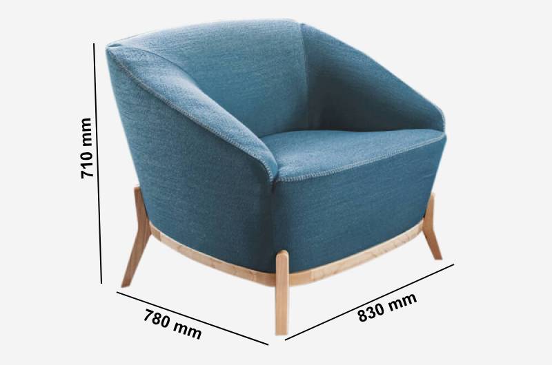 Santos 1 – Medium Back Armchair With Natural Wood Finish Legs Size Image