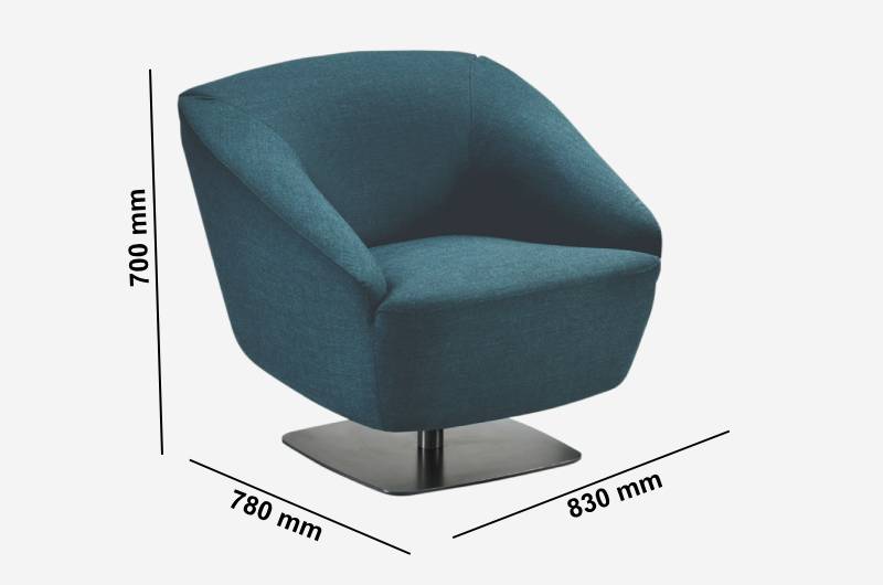 Santos 3 – Medium Back Armchair With Metal Square Base Size