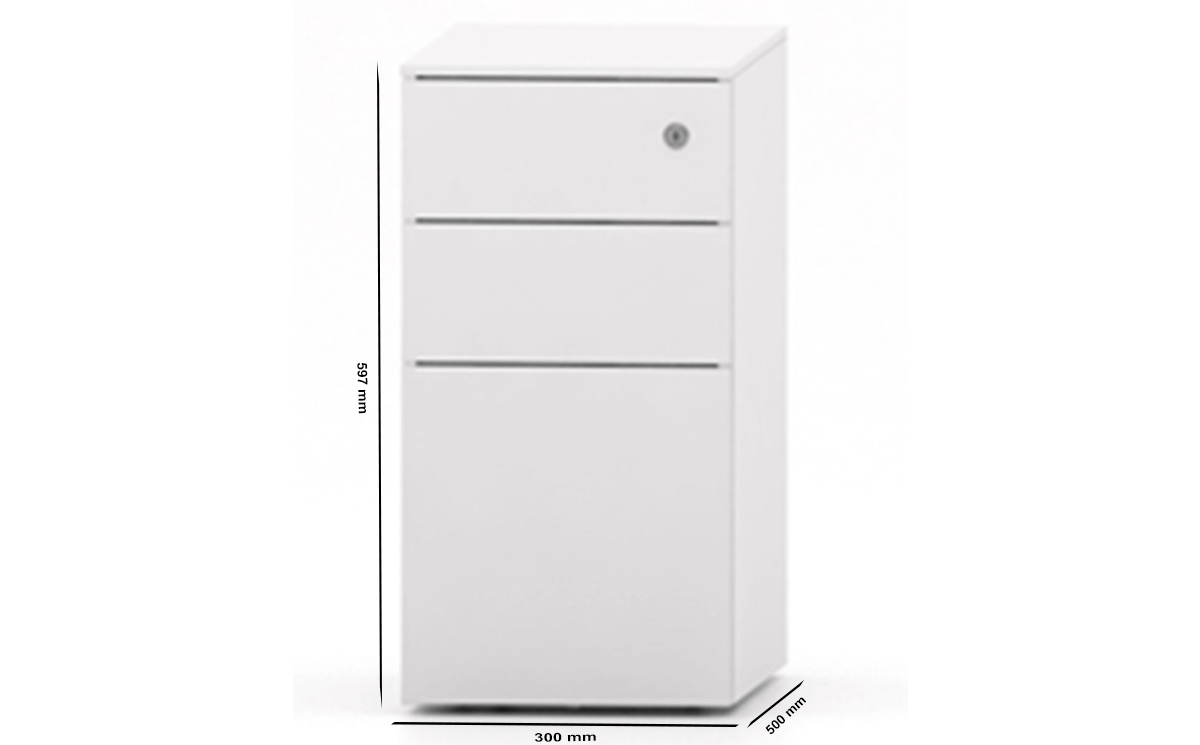 Size Jane – White Steel Mobile Desk Drawer Unit