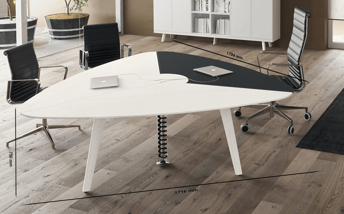 Size Rail Triangular Table 2 Wooden Tops1 Covered In Leather