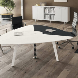 Yahia 1 Triangular Table With 2 Wooden Tops And 1 Leather Top