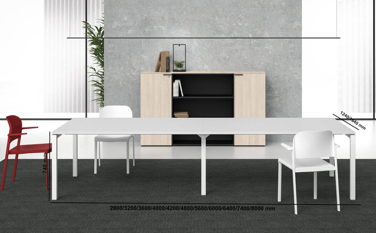 Yakir Melamine Faced Chipboard Office Workstation For 4 Person With Optional Return Size Img
