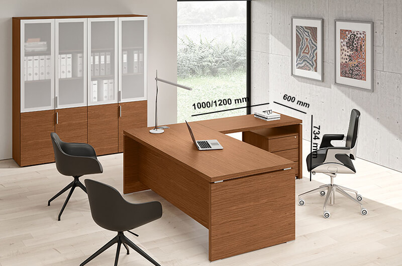 Bravvo – Executive Desk In Panel Legs Giada With Optional Return Modesty Credenza Unit 01