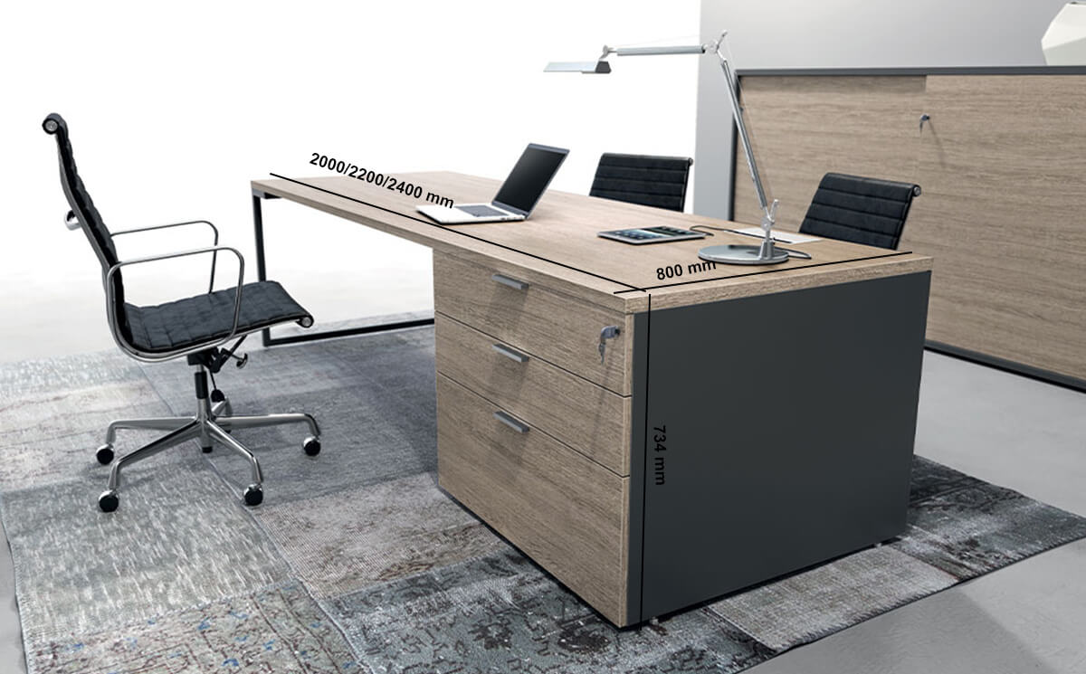 Lucan – Executive Desk With Drawer Unit Size