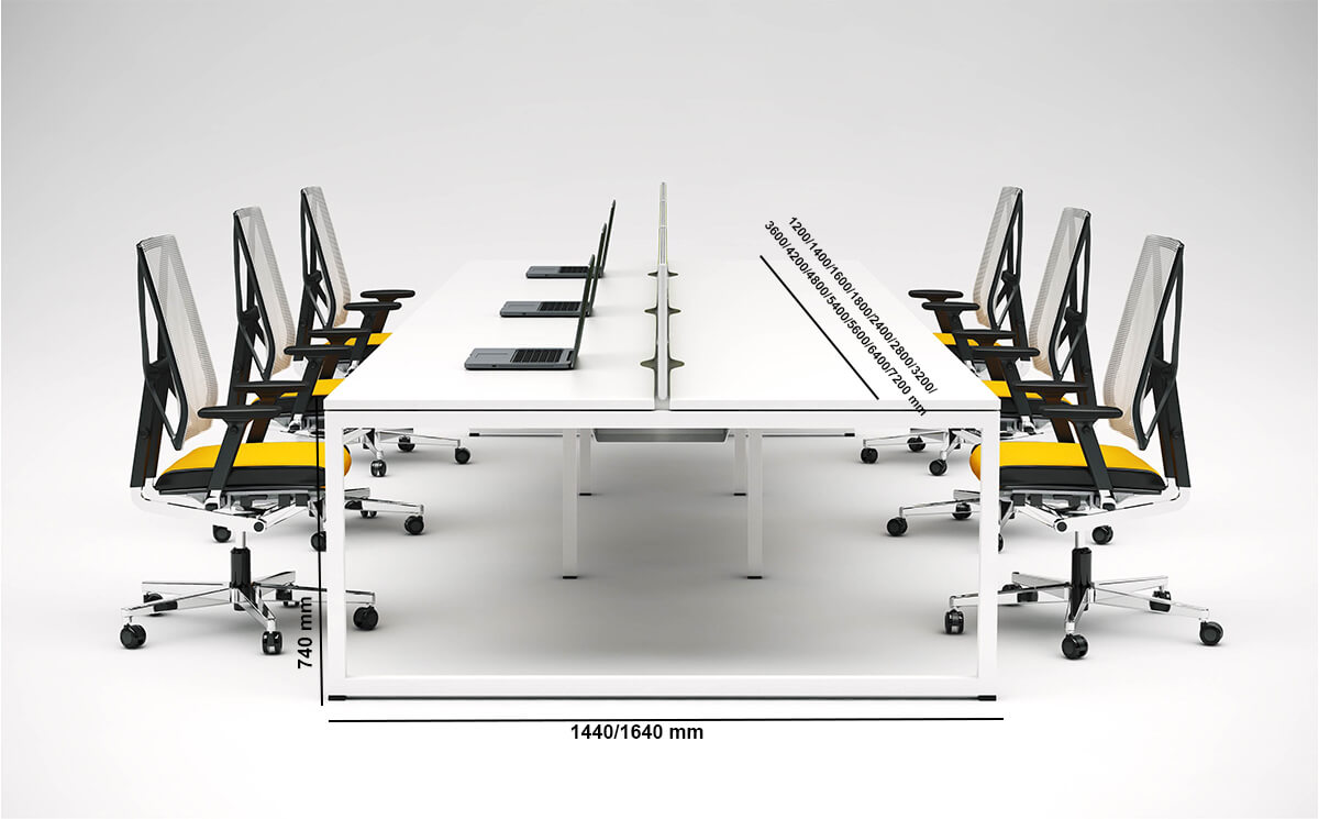 Alessio 3 Fixed Height Bench Desk For 2,4,6 And 8 Personssize Img