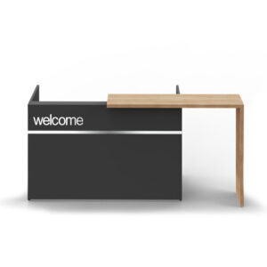Calvino – L – Shaped Reception Desk With Optional Top Shelf 01