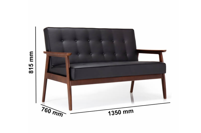 Vyan – One And Two Seater Sofa With Wooden Leg Dimensions Image