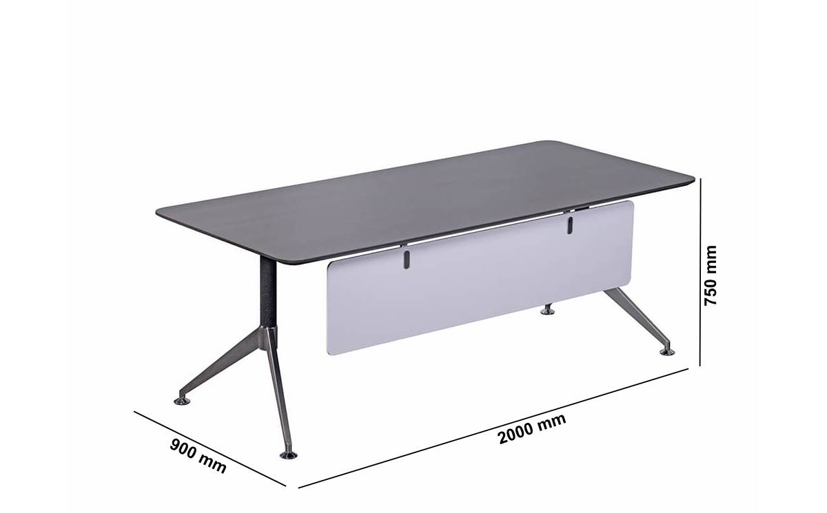 Maceo Executive Desk With Modesty Panel And Optional Credenza Unit Dimensions Image