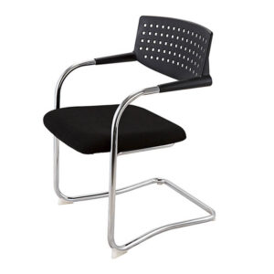 Macy Black Meeting Chair With Chrome Cantilever Frame