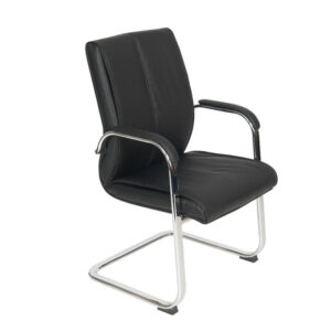 Madelaine 1 Black Faux Leather Meeeting Room Chir With Chrome Cantilever Frame
