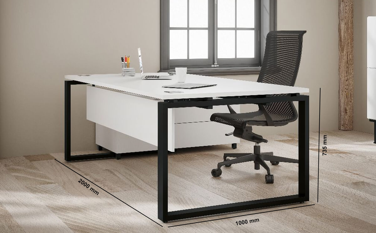 Nabila Executive Desk With Optional Credenza Unit Dimension Image 1