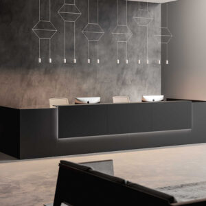 Naara 1 Large Reception Desk With Optional Ovaerhang Panel 1