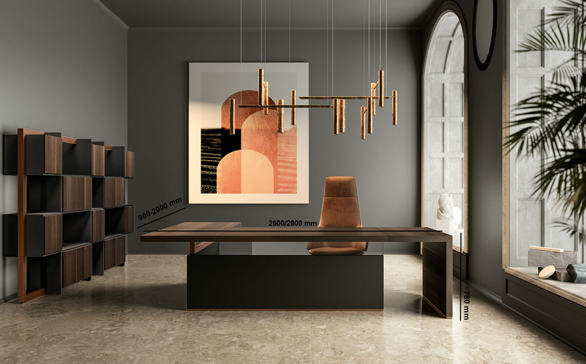 Gianny 6 – Executive Desk With Return Modesty And Optional Supporting Pedestal & Credenza Unit