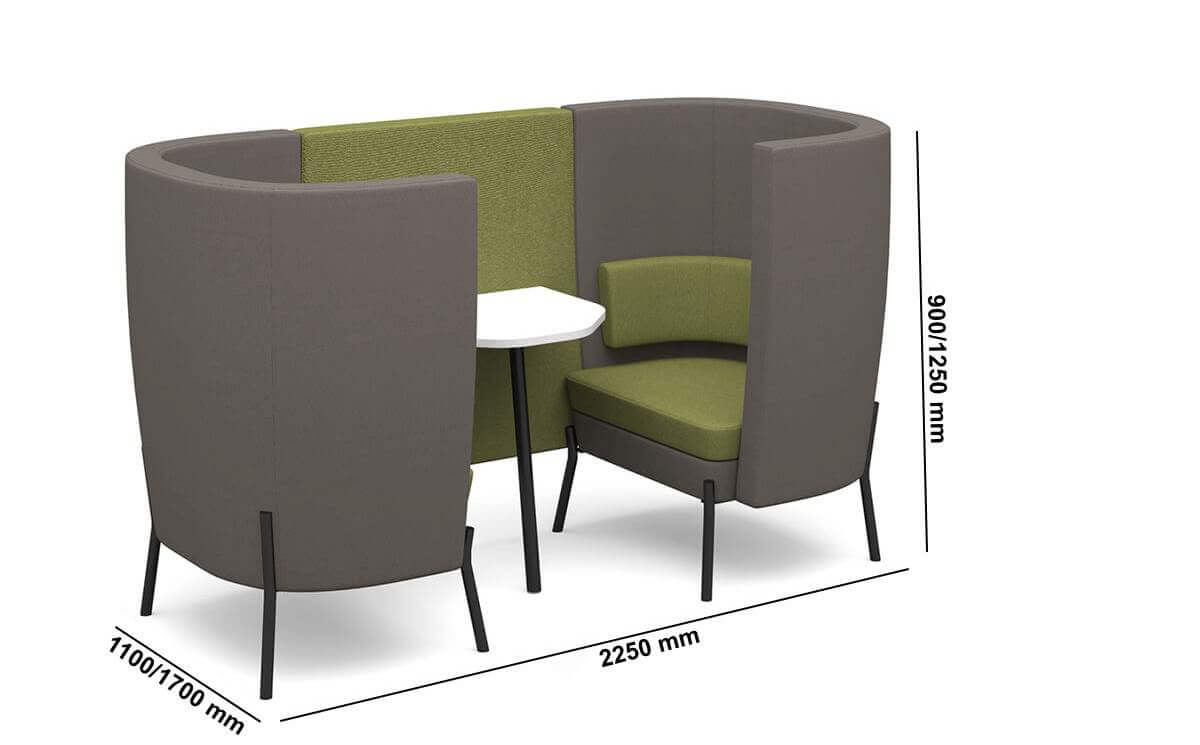 Kevin 1 – Low & High Back Private Work Pod With Table For 2 & 4 Persons Demission Img
