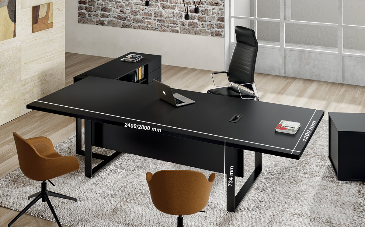 Romilda 2 – Executive Desk With T Shaped Leg With Optional Credenza Unit Size Img