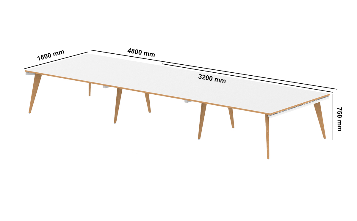 Margot 1 – Rectangular Shaped Meeting Table With Multiple Tops Dimensions Image