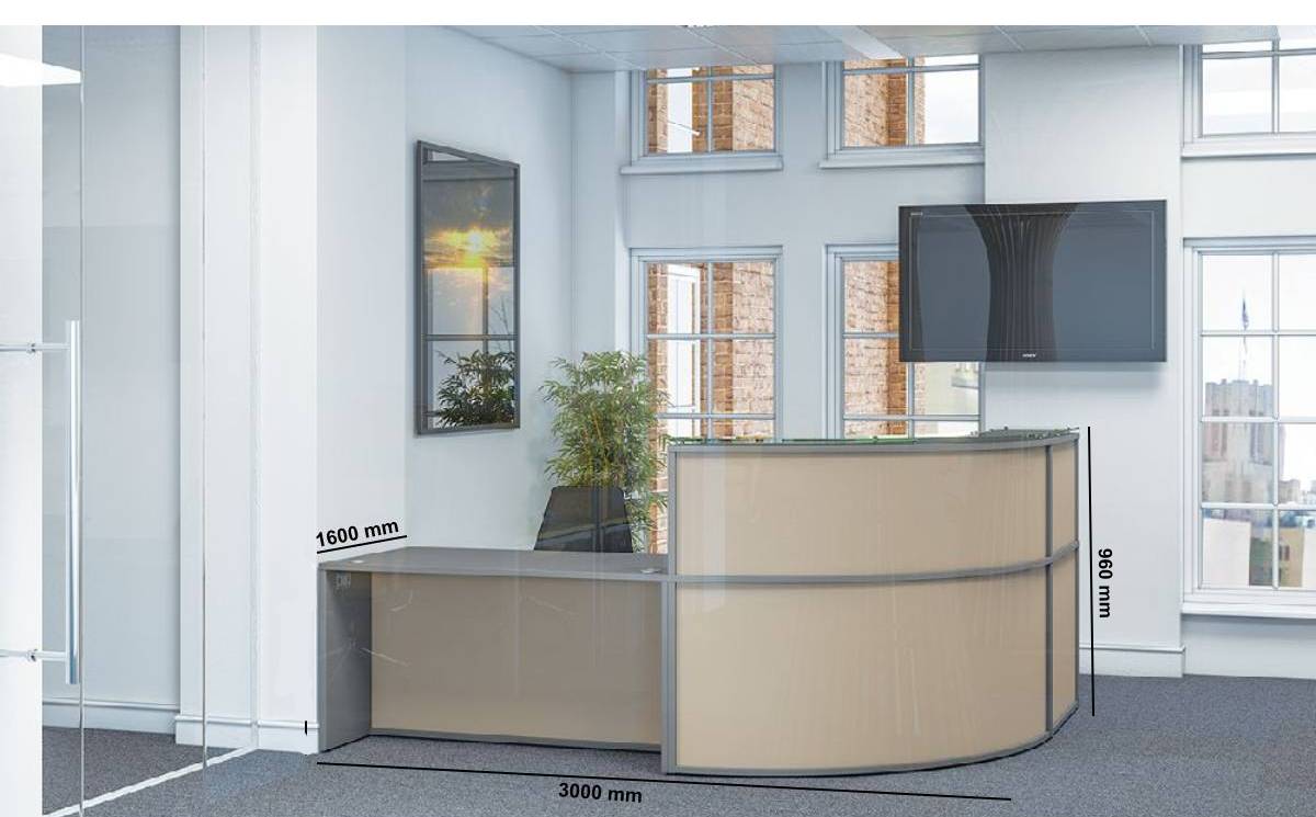 Arc 5 – Curved Reception Desk With Dda Access Unit Dimmssion Image