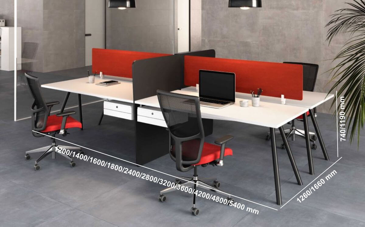 Glada 1 – Back To Back Operational Office Desk With A Leg For 2 4 And 6 Persons Middle