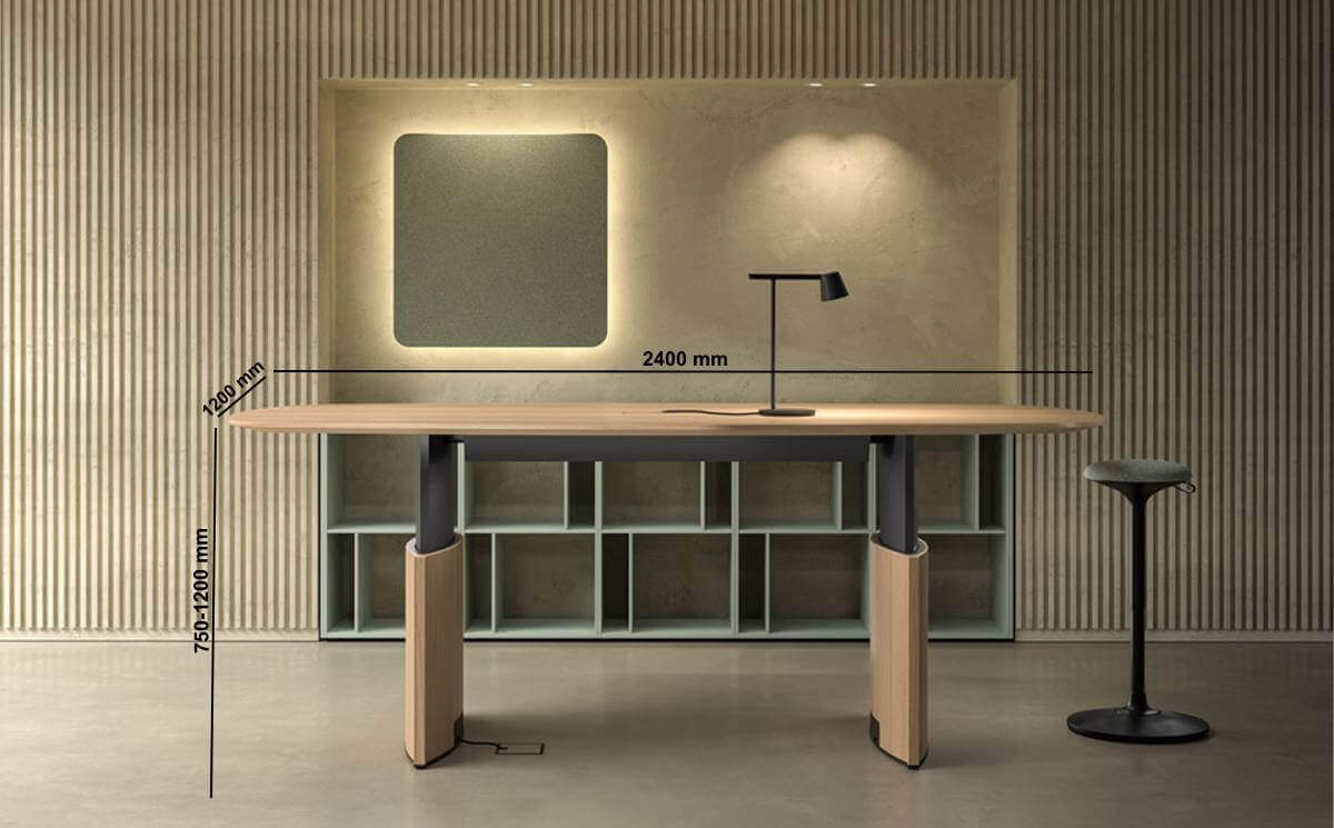 Vitali 2 Electric Height Adjustable Rectangular And Barrel Meeting Table Size Images