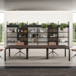 Romola 4 – Meeting Table With Wood Veneer Top And Aluminium Leg 1