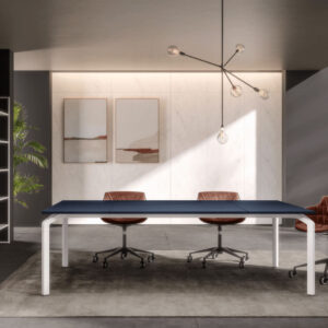 Romola 5 – Meeting Table With Leather Top And Aluminium Leg Main Img 1