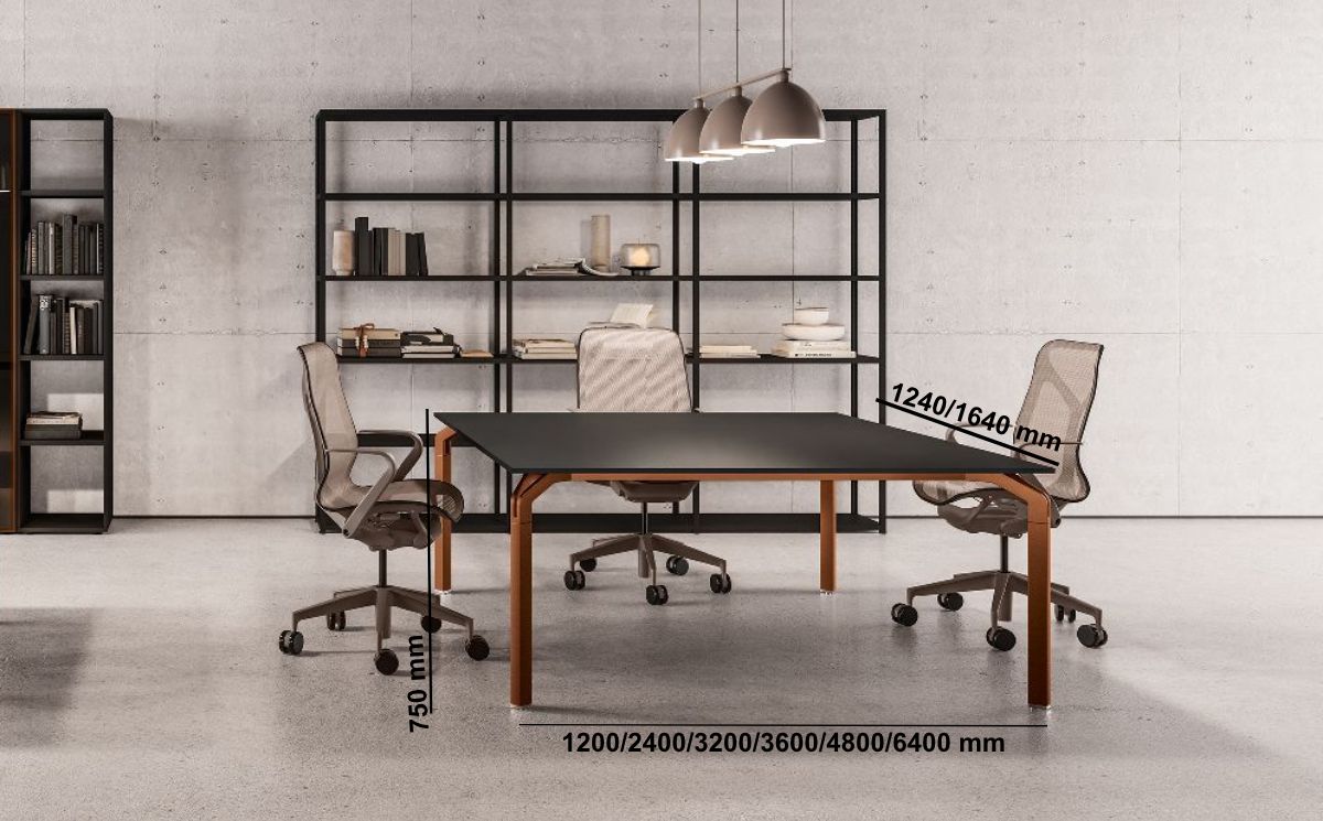 Romola 6 – Meeting Table With Lacquered Top And Aluminium Leg Middle