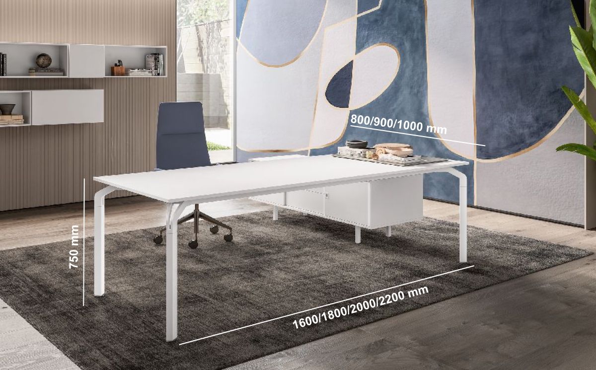 Vinny 12 – Executive Desk With Lacquered Top And Optional Return & Credenza Unit Middle