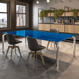 Vinny 3 – Lacquered Glass Top Executive Desk With Aluminium Legs 1