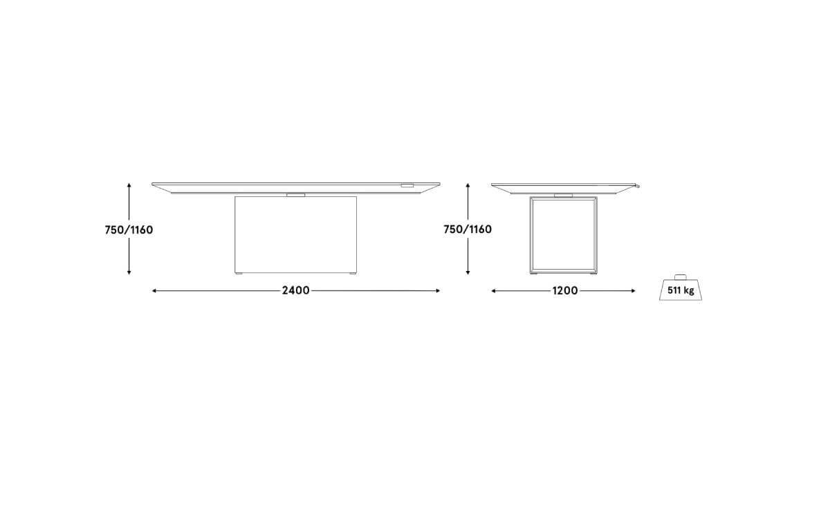 Electra 1 Height Adjustable Rectangular Meeting Table Dimensions Img