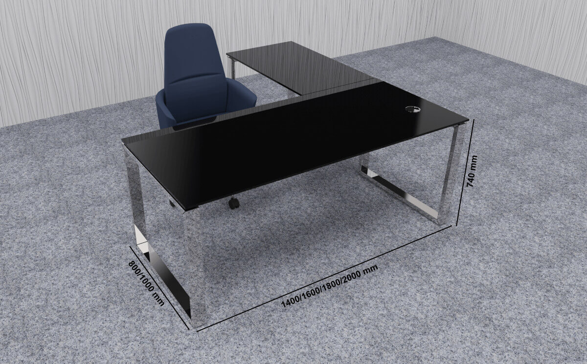Raymond 4 – Glass Top Executive Desk With Optional Return Size Image