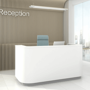Valerio White Curved Reception Desk Main Imgg