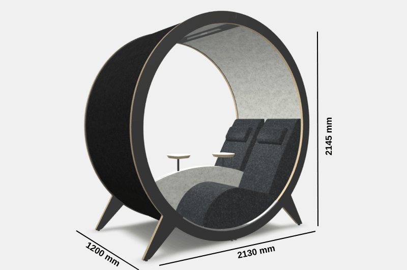 Brixton 1 Beautifully Designed Acoustic Meeting Pod For 2 Persons With Comfortable Laid Back Seating Size Img